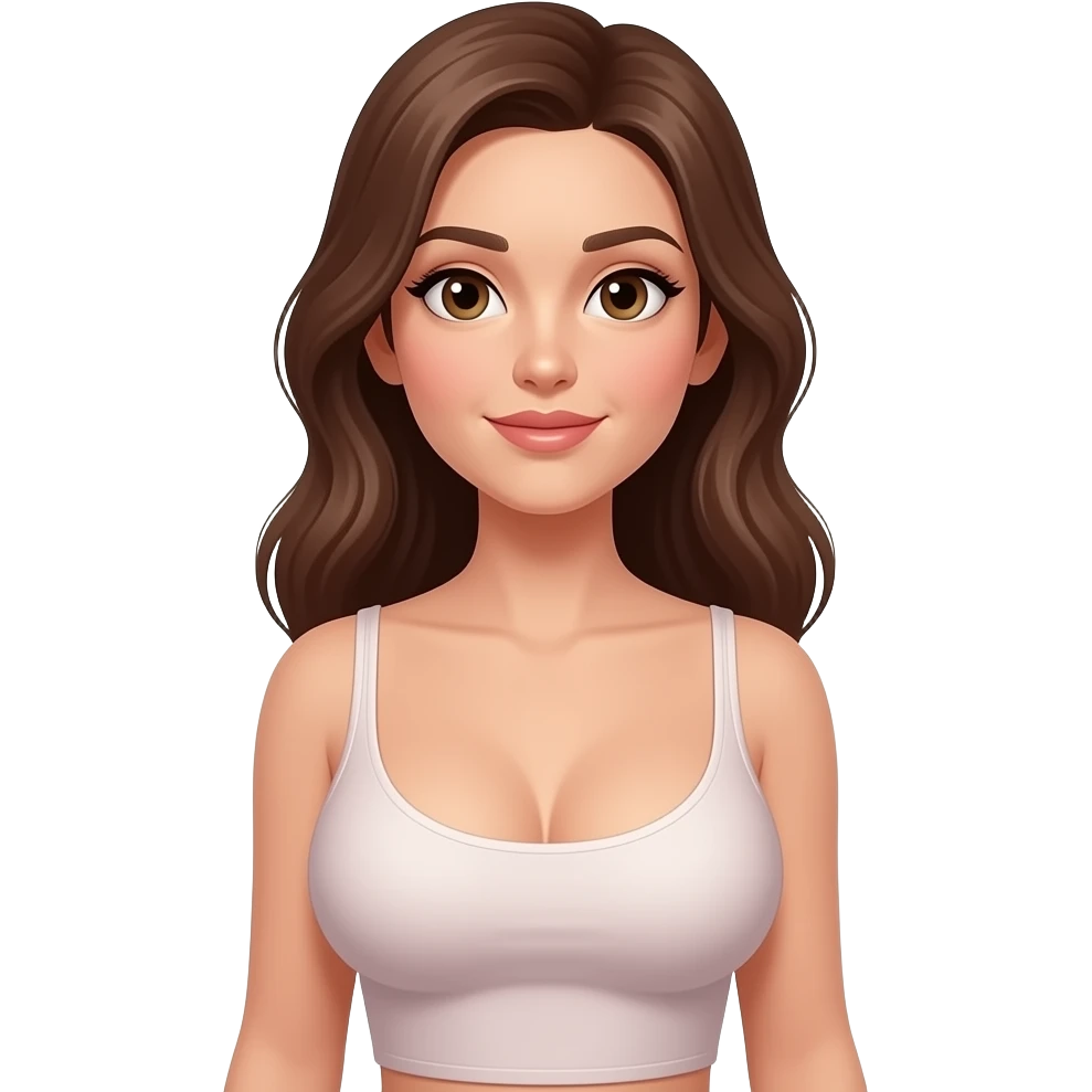 Woman with large breasts covered by tight top emoji