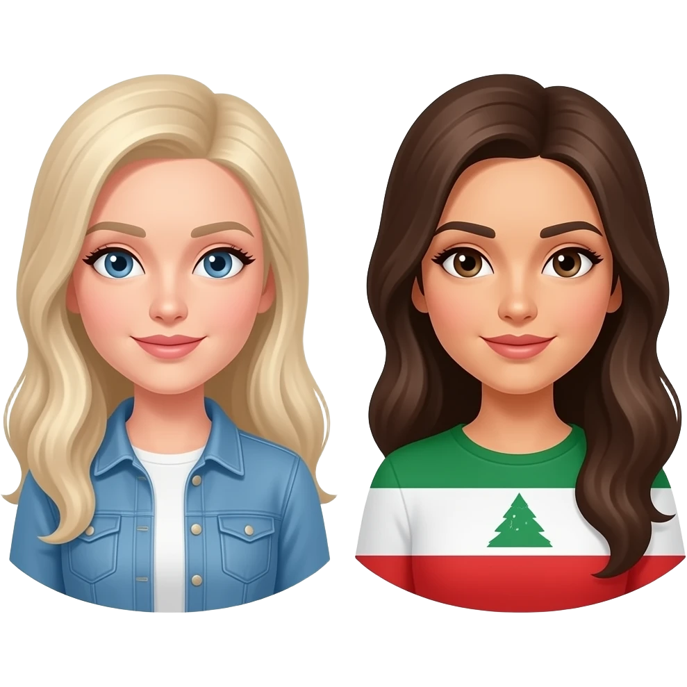 Emoji of 2 women 1 white and 1 Lebanese emoji