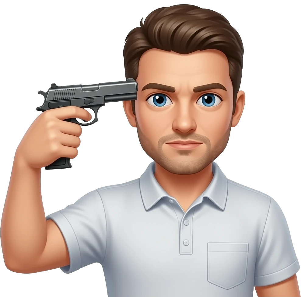A guy with pistol in his head emoji