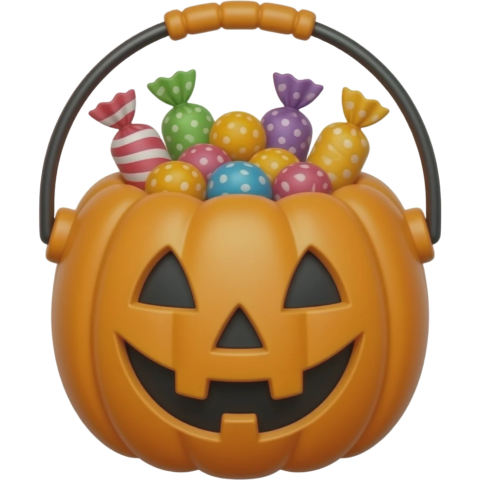 plastic Pumpkin bucket with candies plastic pumpkin bucket without candies emoji