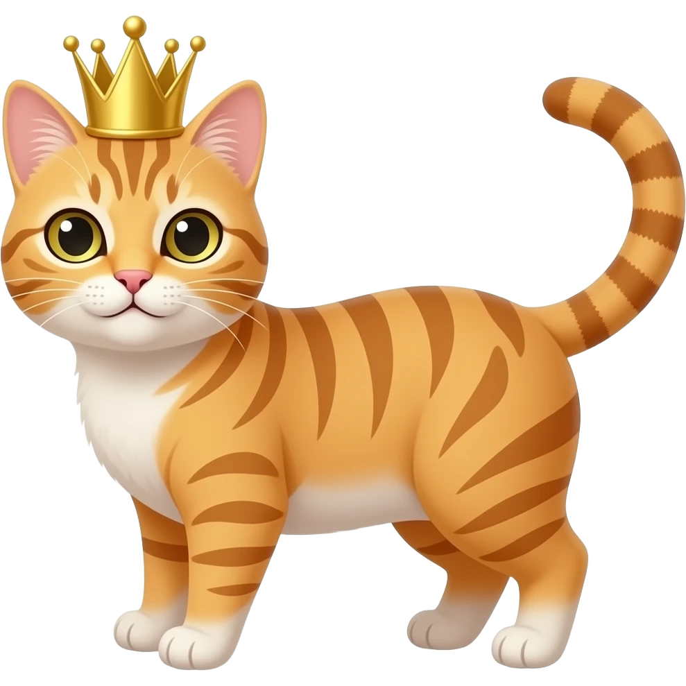 Orange tabby no white king with crown emoji
