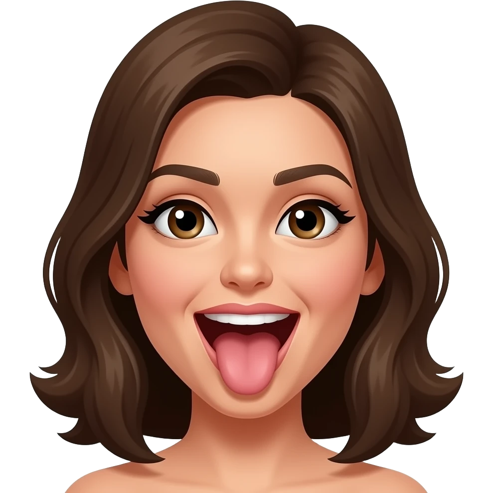 Female open mouth wide tongue out emoji