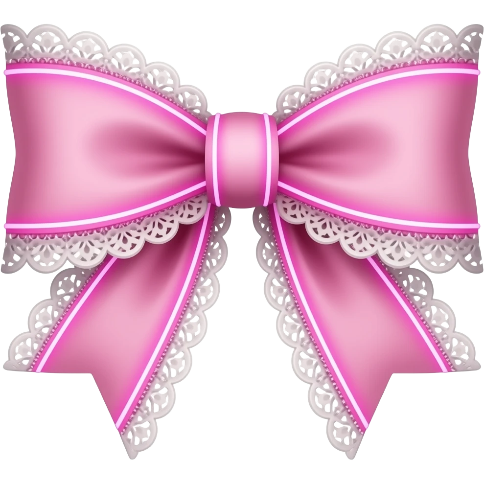 vintage rococo pink neon bow with lace and frills emoji