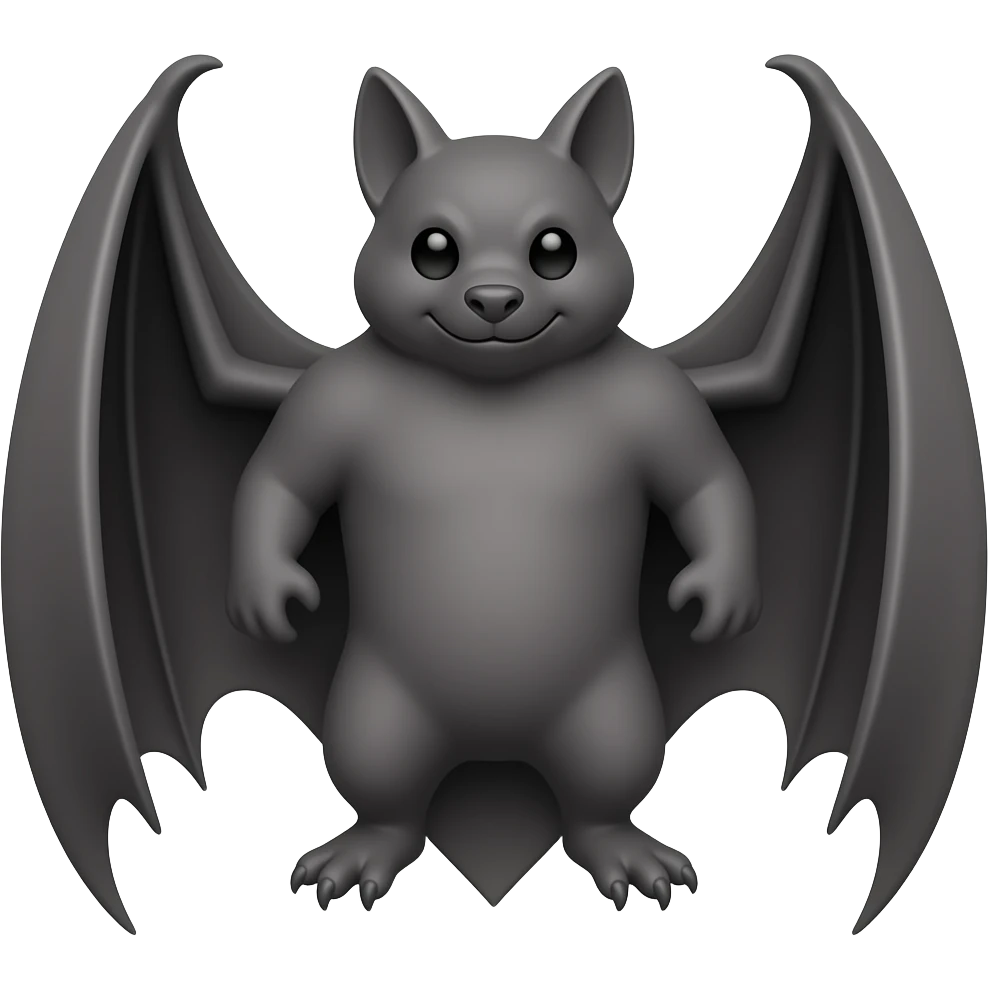 Create high-quality glossy emojis with a vibrant modern style.Make the emojis look premium, shiny, and eye-catching with bright highlights, smooth gradients, soft reflections, and glowing details. bat emoji emoji