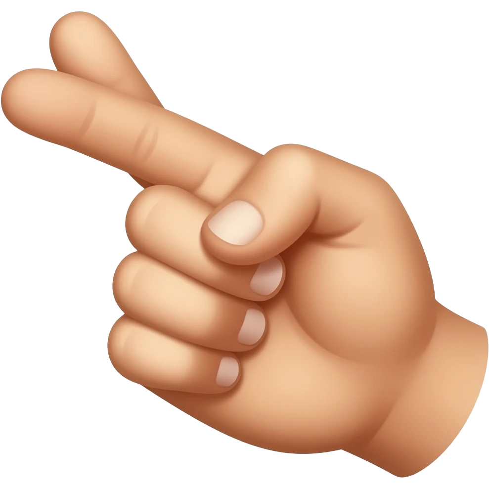 Index finger pointed outward, pinky finger pointed outward. Inside fingers both crossed, thumb on palm. emoji
