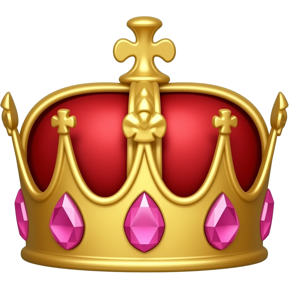 all red crown with pink gems emoji