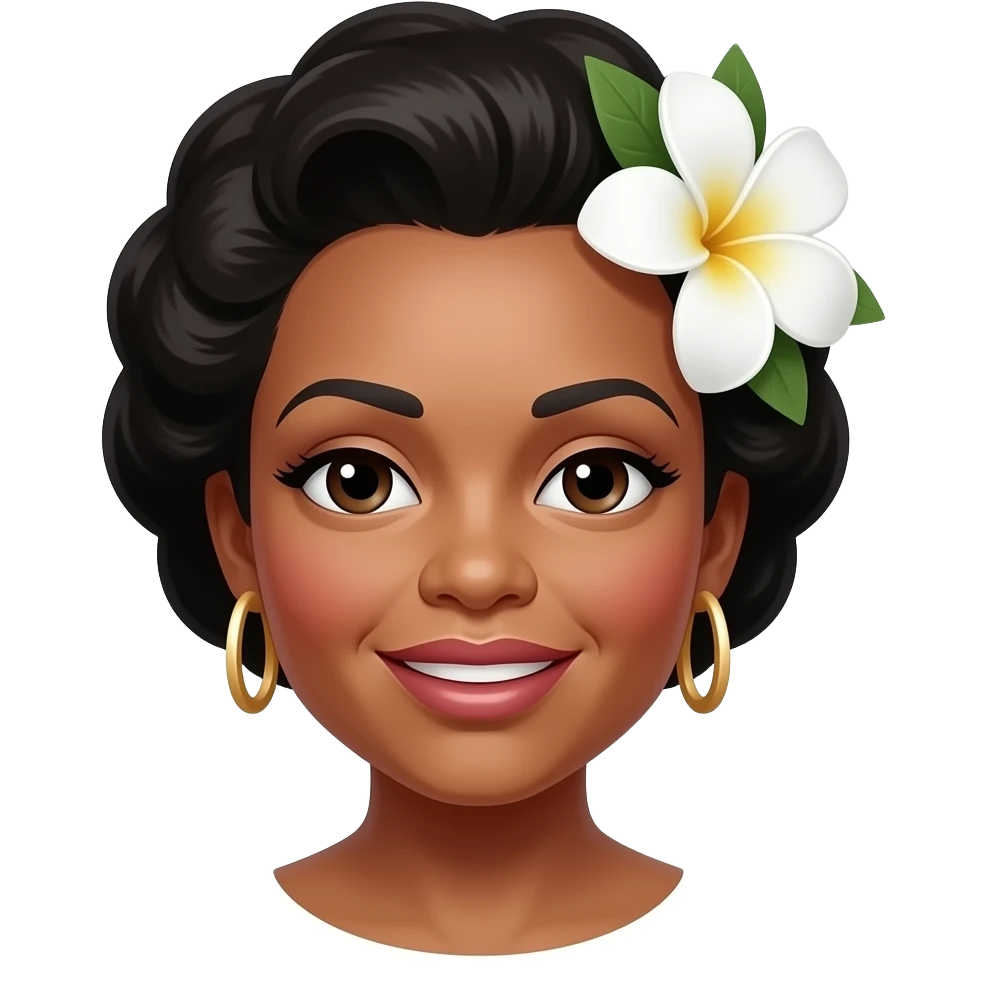 Billie Holiday with white gardenia headdress on left side emoji