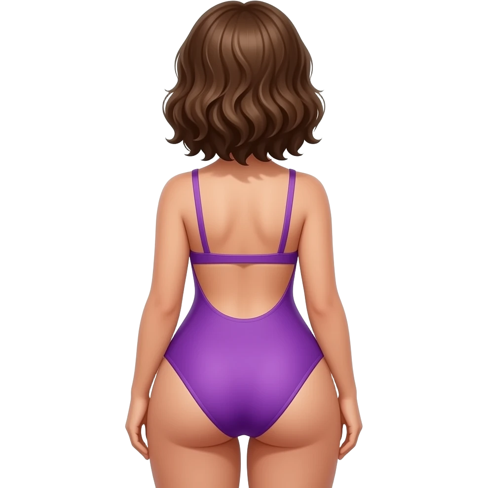 adolescente bronzé des iles de dos avec une mailot de bain violet qui nous regarde avec des grosses fesses emoji