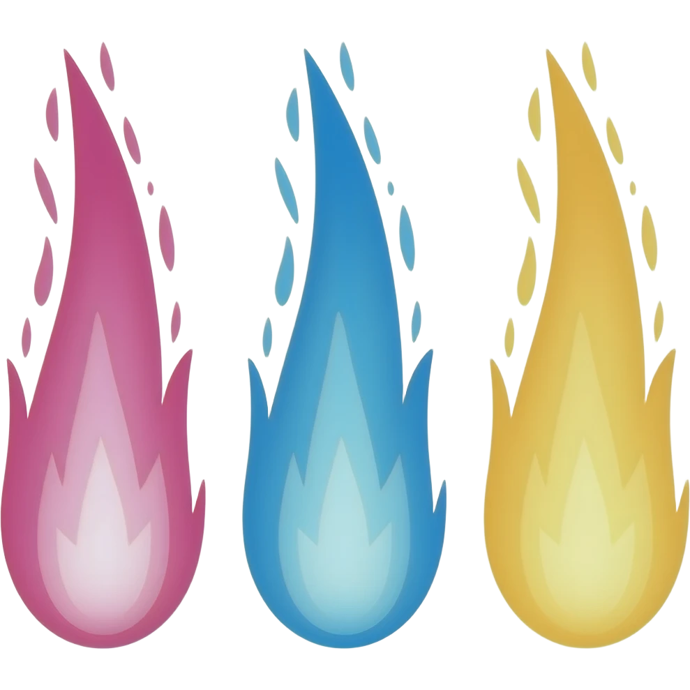 three Sparks pink blue and yellow emoji