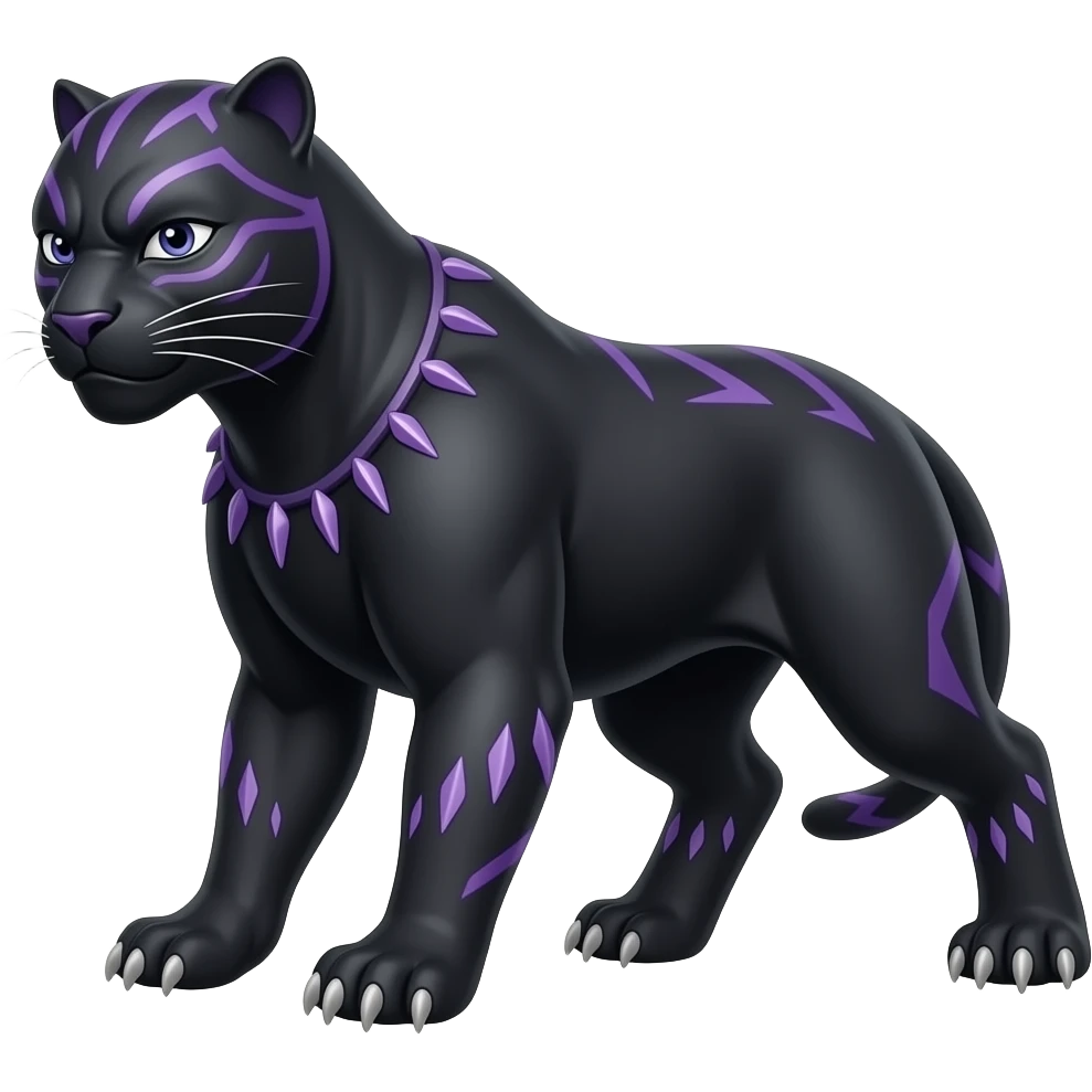 Black panther with purple emoji