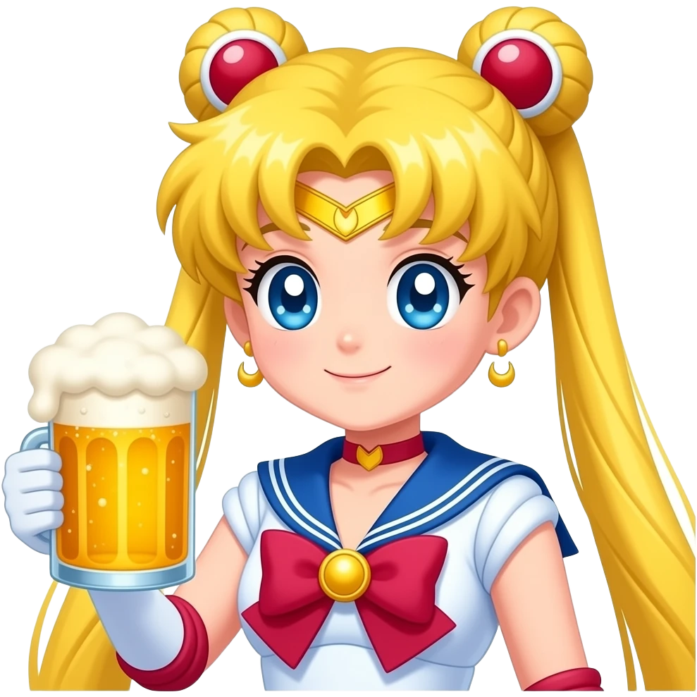 Sailor moon holding a beer emoji