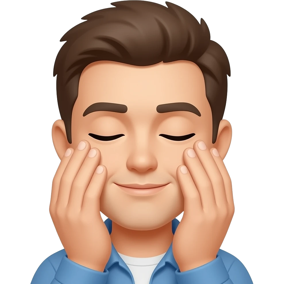 Человек закрывает  глаза руками emoji