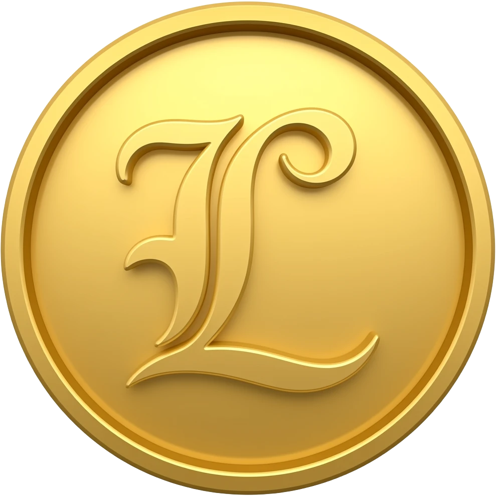 coin with the letter "L" in curvy fancy letters emoji
