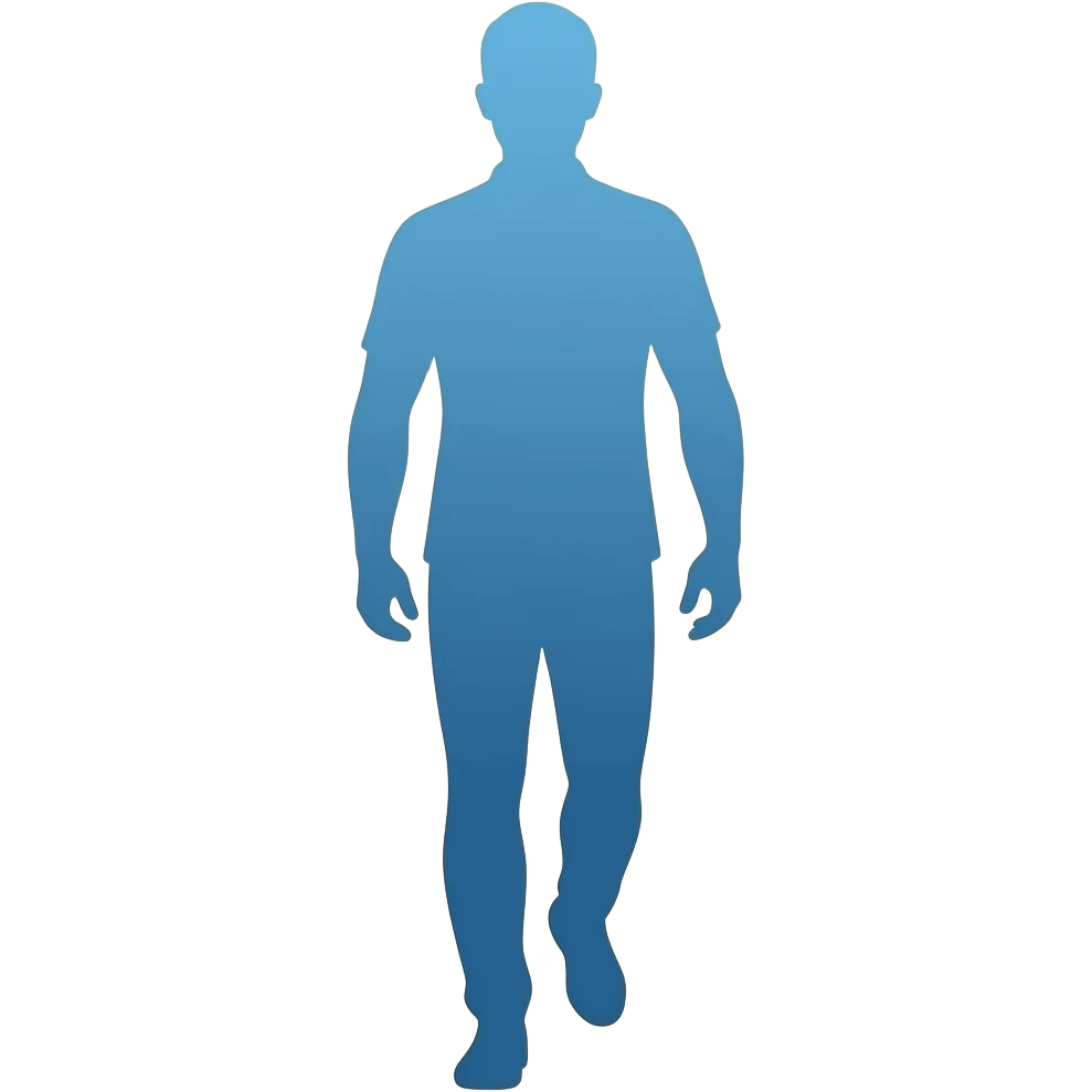 Siluete of person walking away from us one colour blue no background emoji