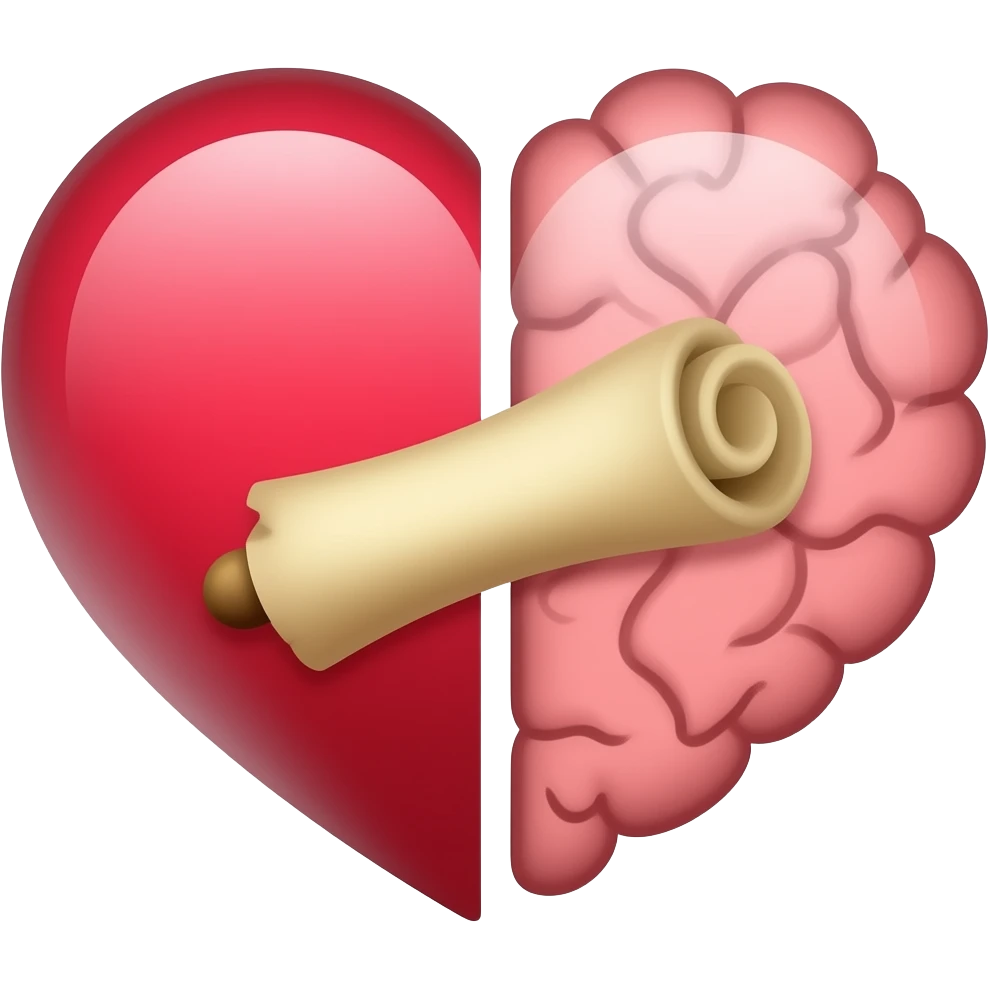 Create an emoji based on the new covenant described in Jeremiah 31:31-40 make it half heart and half mind. put a scroll in there too emoji