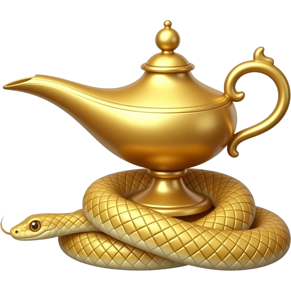 Lâmpada do gênio com uma cobra em volta emoji