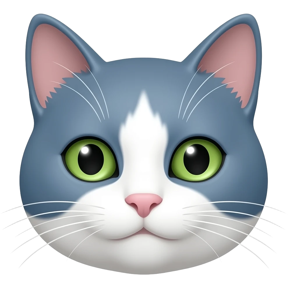 Blue and white cat face emoji