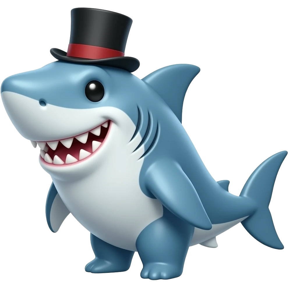 Shark with a top hat emoji