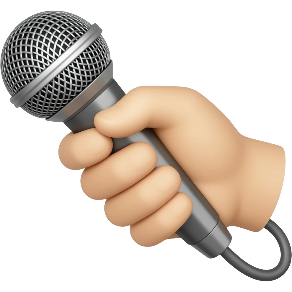 🫳above 🎤 emoji
