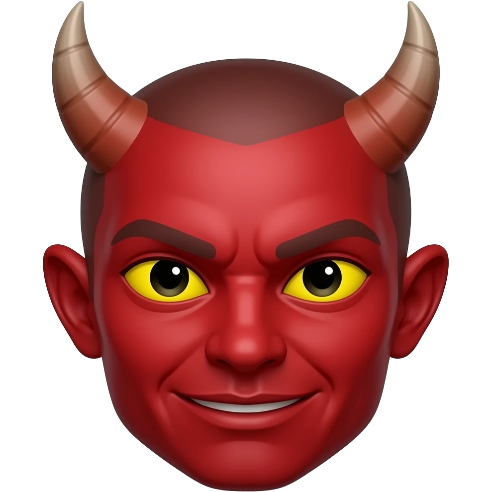 Carita de diablo rojo de ojos amarillos con 6 cuernos emoji