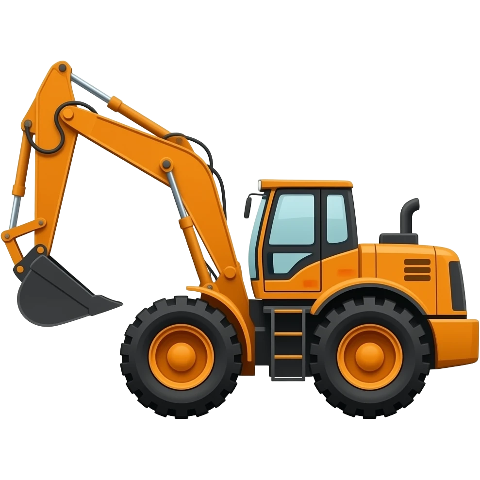 a construction front-loader orange side-way emoji