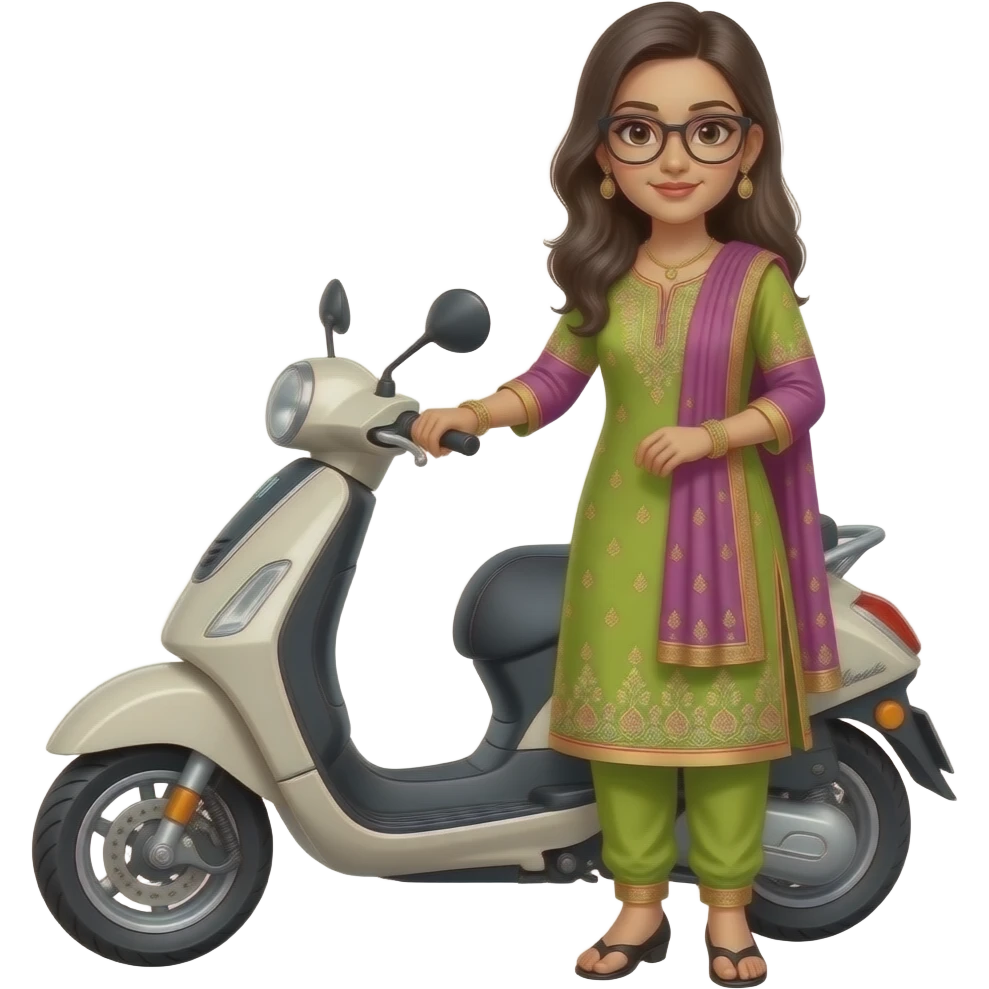 Scooty salwar suit tamil lady wearing specx dive emoji