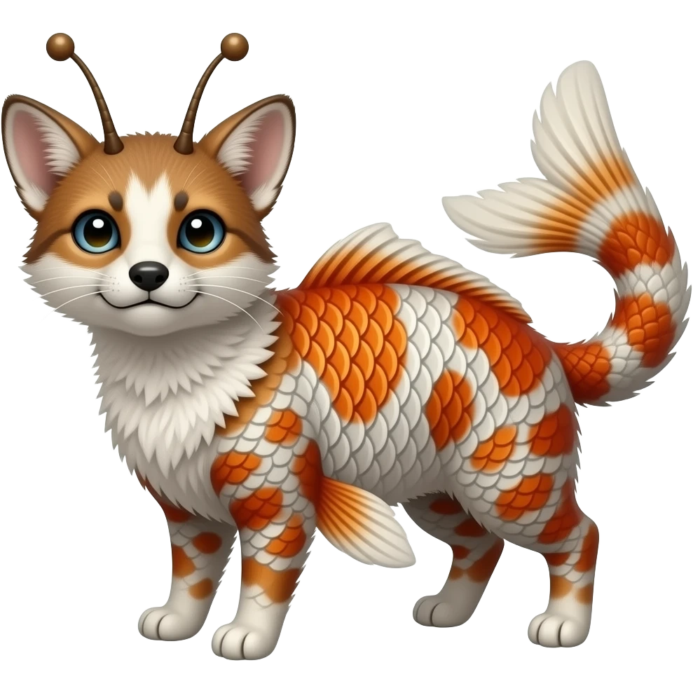 edgy Damask mutant koi-civet-genet-hybrid with antennas emoji