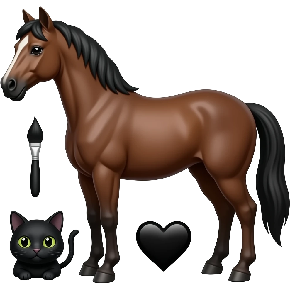 🐎🖤⬛⚫🐈‍⬛🏴◼️✒️ emoji
