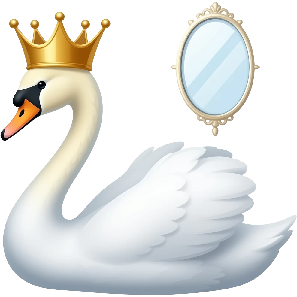 🪞+👑+🦢 emoji
