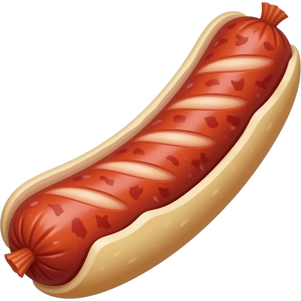 Sausage no bun, no garnish, no knife scores, and much longer emoji