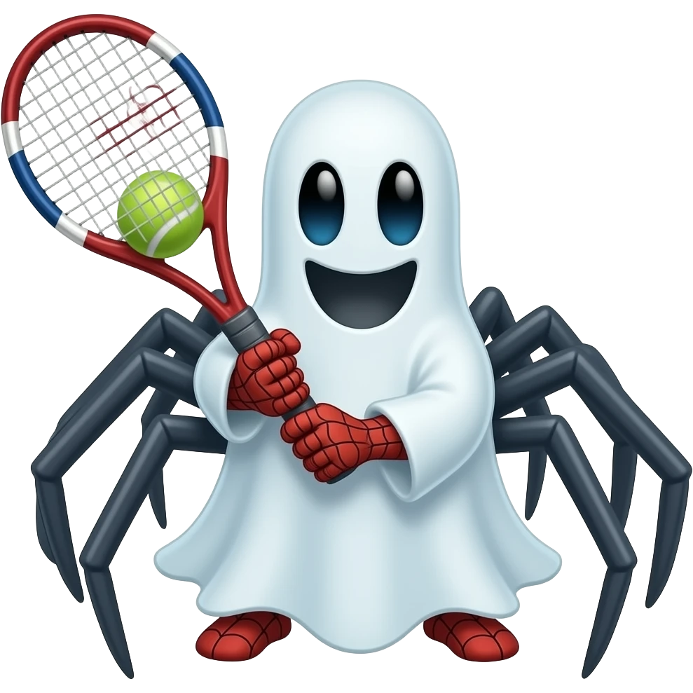ghost spider from spidey and his amazing friends playing tennis emoji