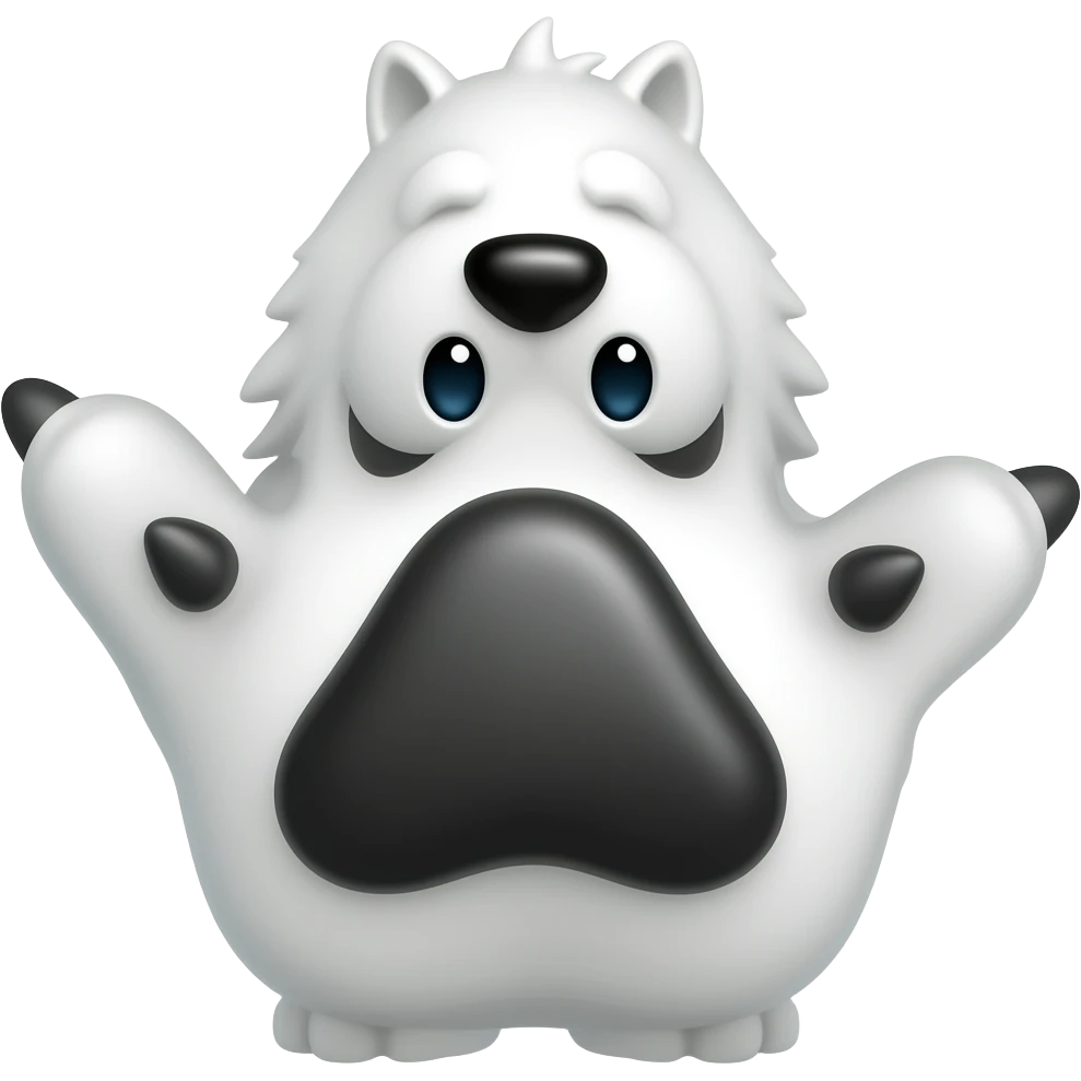 White wolf paw waving emoji