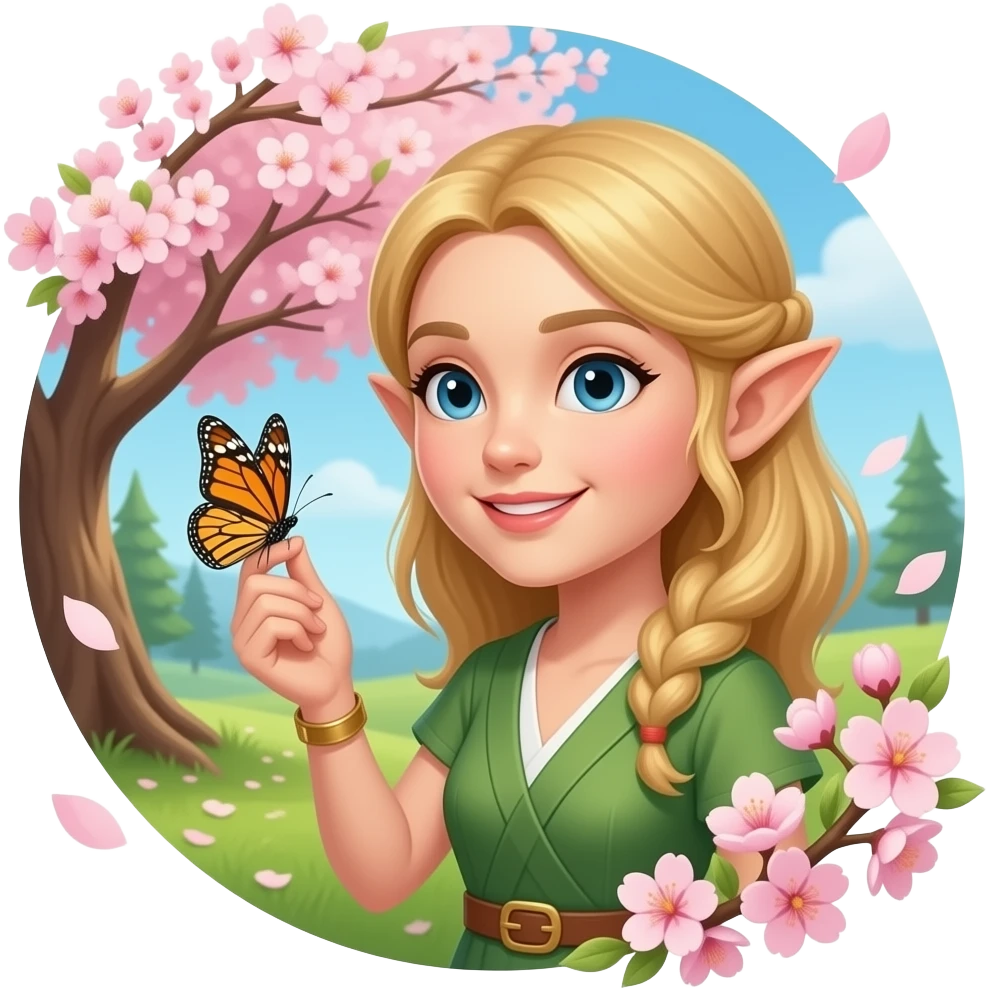 🧝🏻‍♀️🦋🌸🌳🌞 emoji