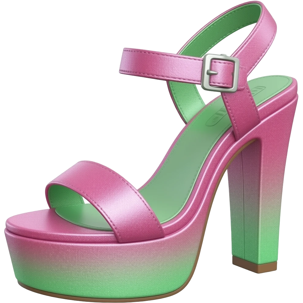 Ultra realistic sparkly isolated 3d rendering pink and green ombre platform high heel Sandal, 8k resolution. Must have no emoji icons and must have no emoji faces  emoji