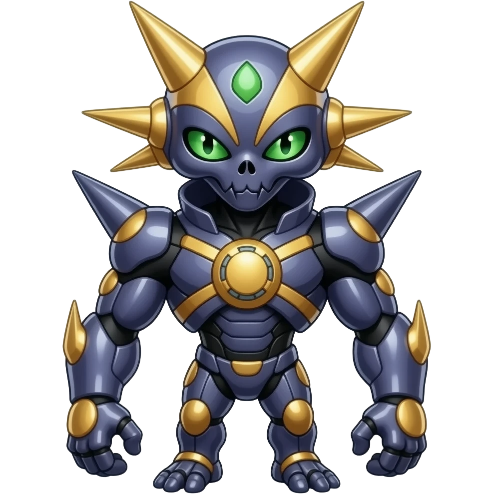 Shiny Badass Spectral Dusky Spooky Skull-faced Cool Hot Stylish Handsome Alien-Salandit-Darkrai-Genesect-Fakémon-fusion (full body) emoji