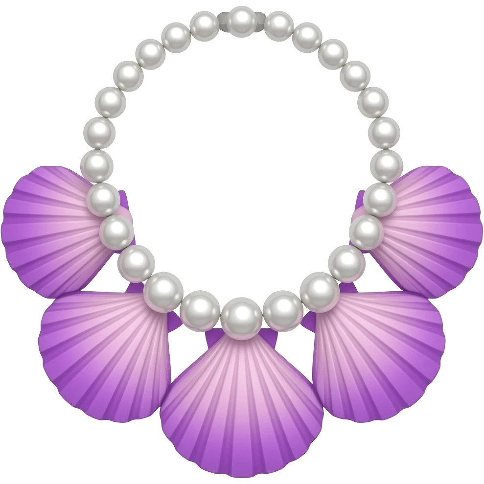 colar de conchas e pérolas roxo e rosa emoji