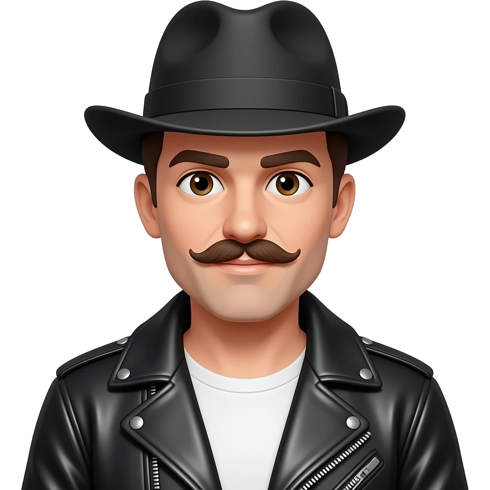 Leather man with hat and mustache emoji