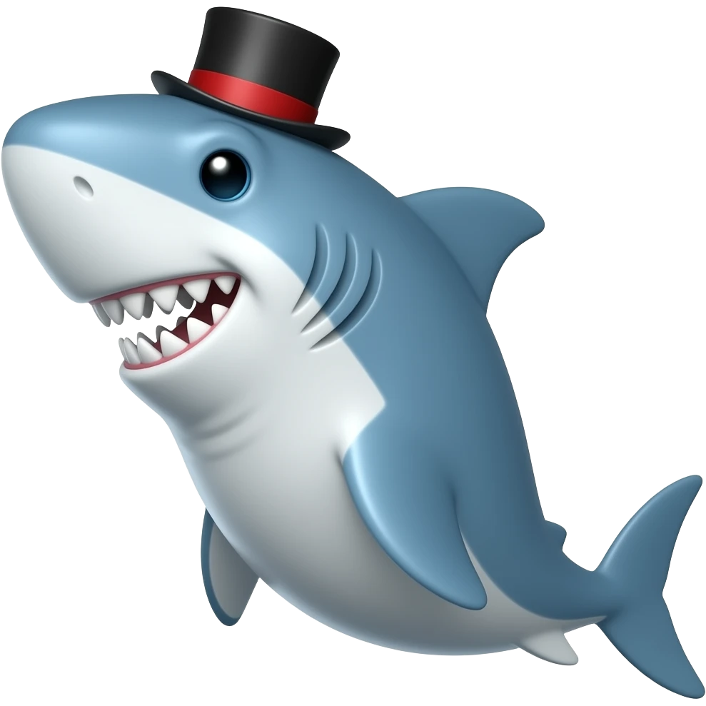 Shark with a top hat emoji