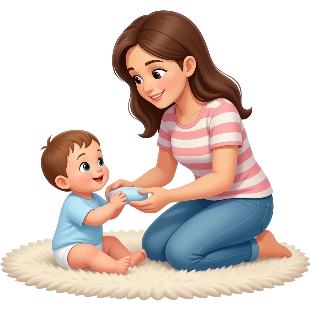 mama arrodillada jugando con bebe emoji