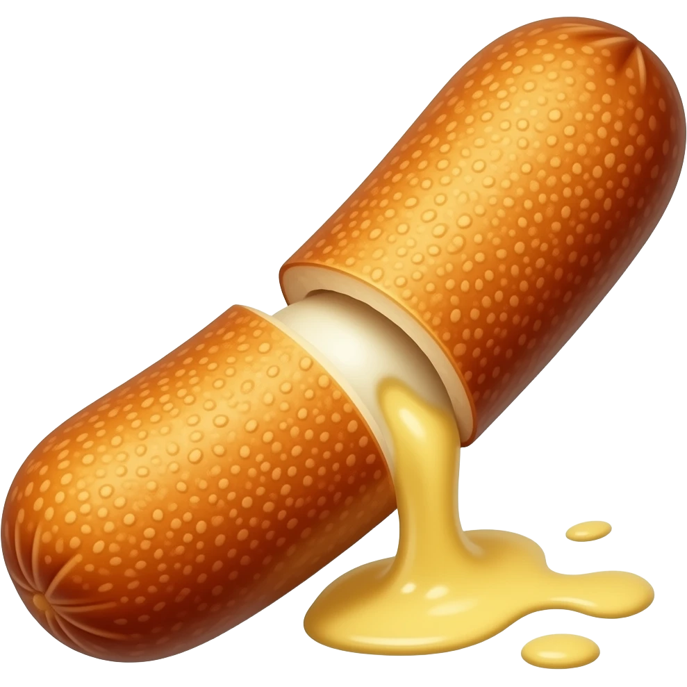 one Mozarella stick cracked on center and cheese streaching emoji