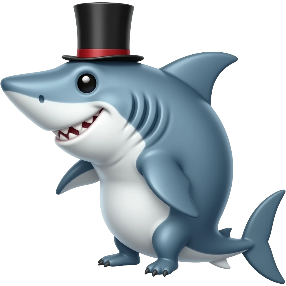 Shark with a top hat emoji