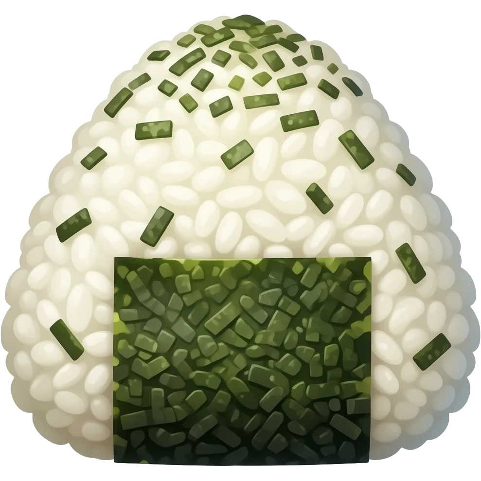 Rice molded into a ball shape with seaweed flakes emoji