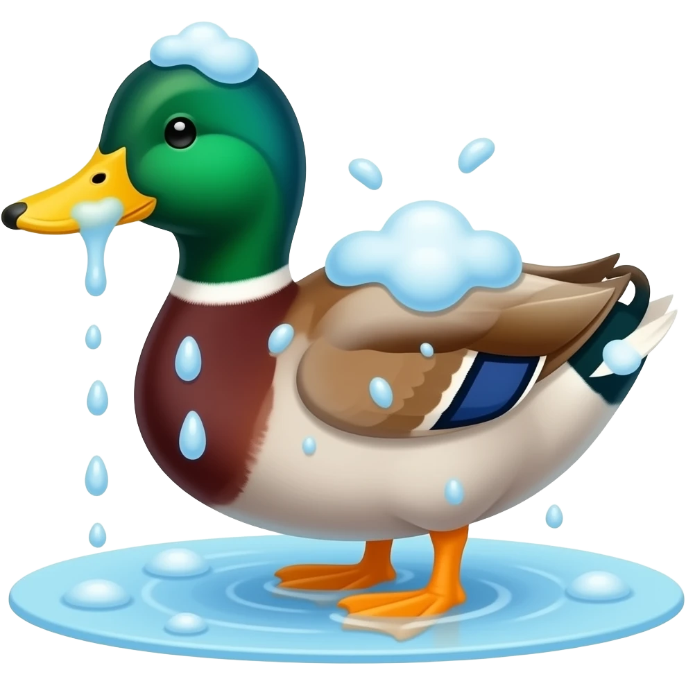 Pato bañándose con jabon emoji