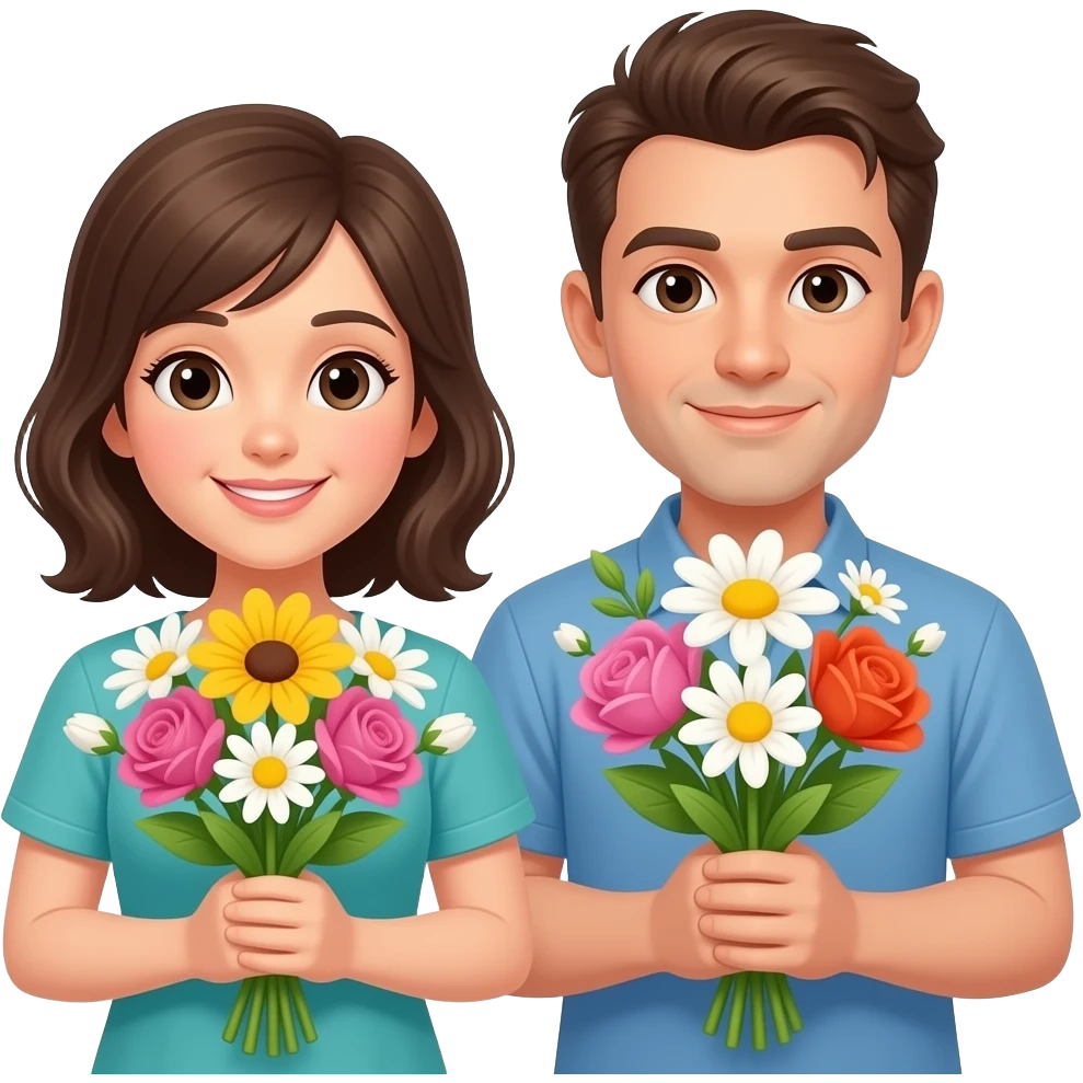 people holding flowers emoji