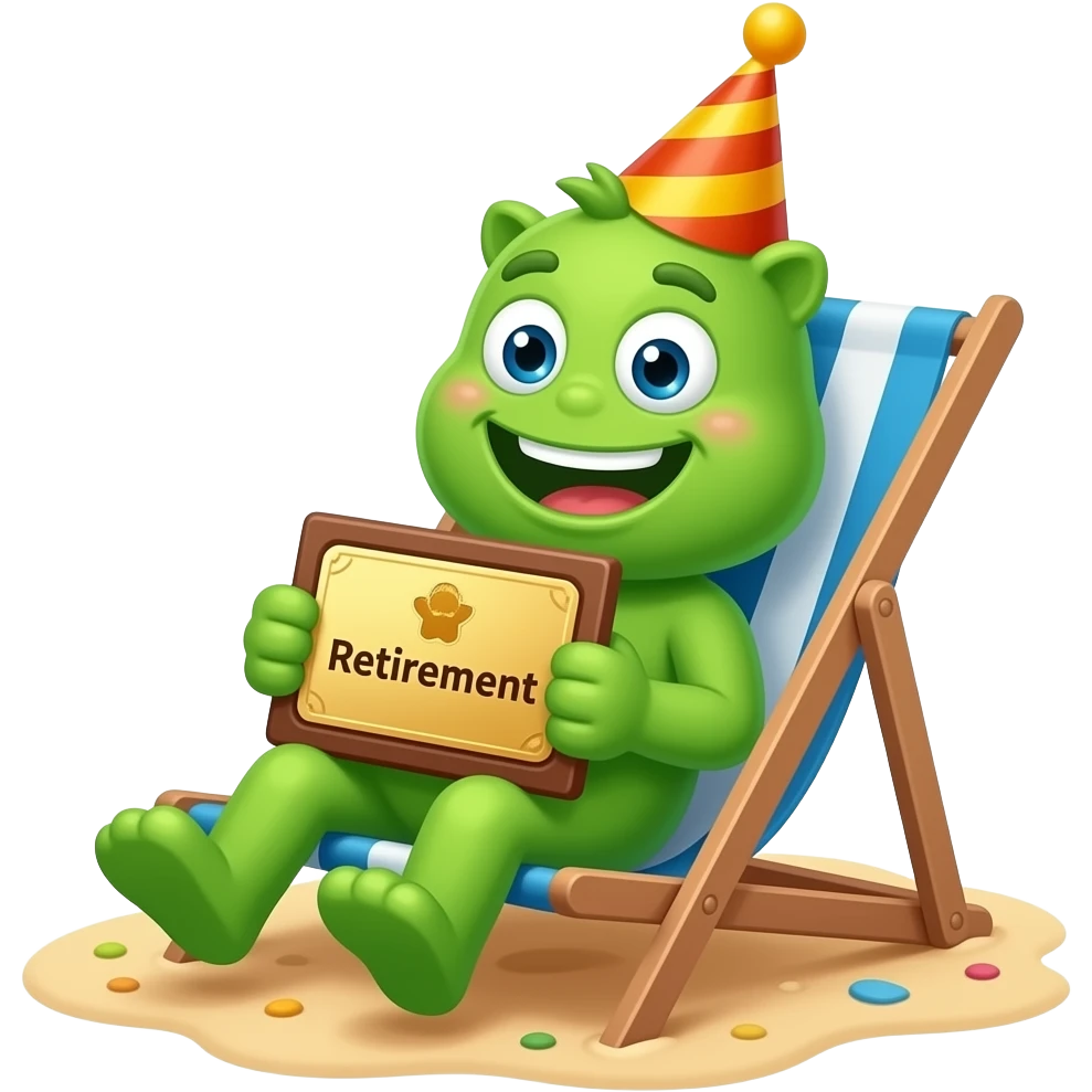 cartoon monster who is retiring emoji