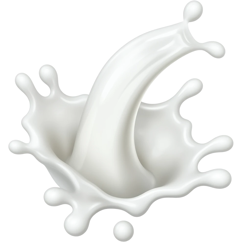 a flying Shot in the air of splat with drops of glossy transparent milky jelly emoji