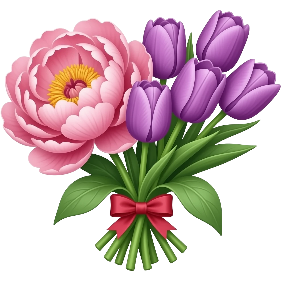 pink peonies and purple tulips emoji