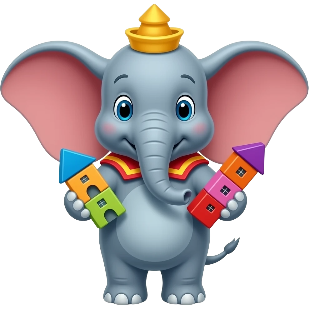 dumbo holding building blocks D emoji