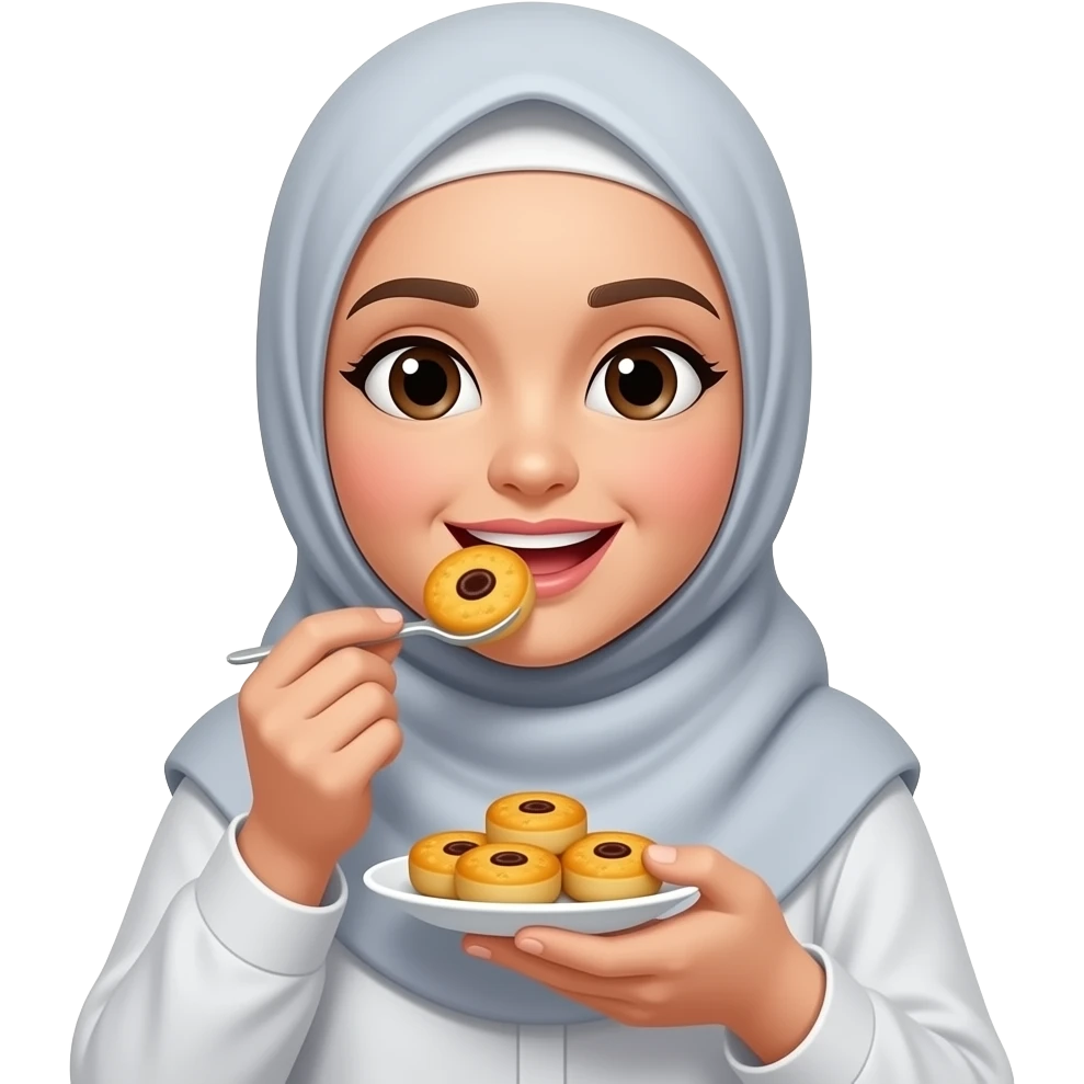 muslim cewe makan onde risol emoji