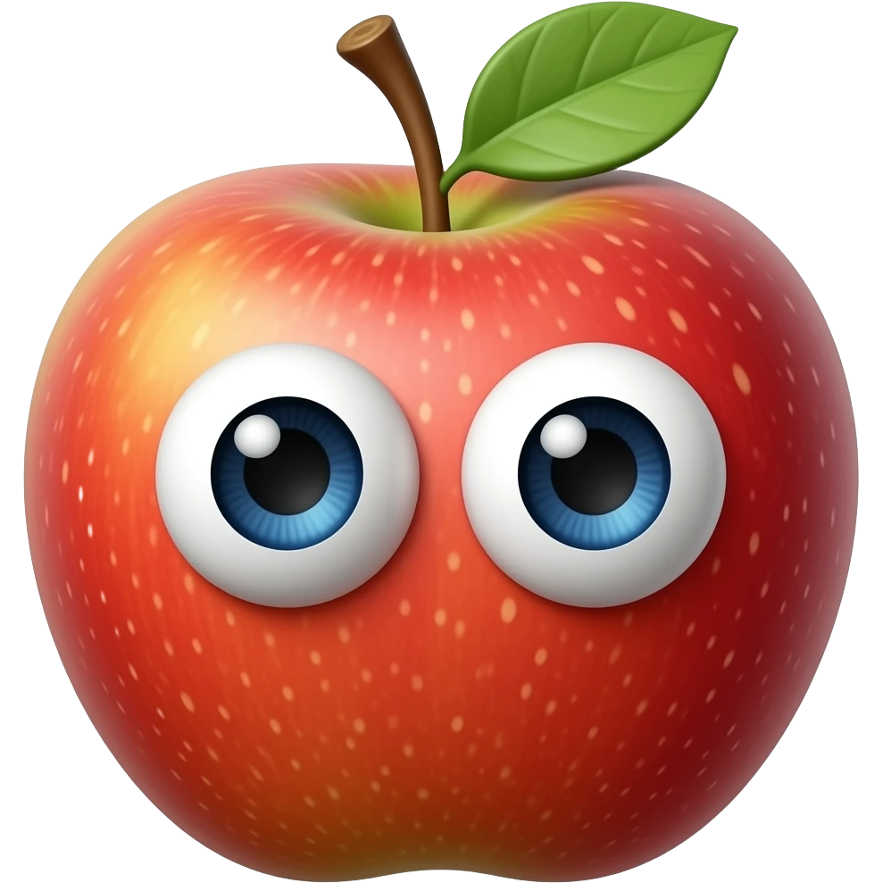 apple with googly eyes emoji